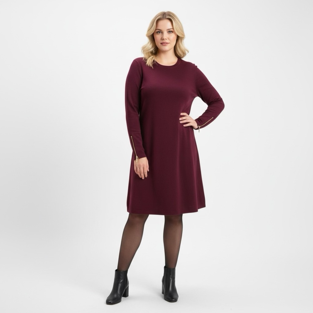 MICHAEL Michael Kors Burgundy Long Sleeve Dress‎